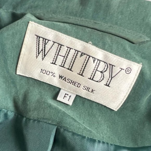 Whitby Green %100 Silk Blazer, Stylish, Vintage, Large - Picture 6 of 6